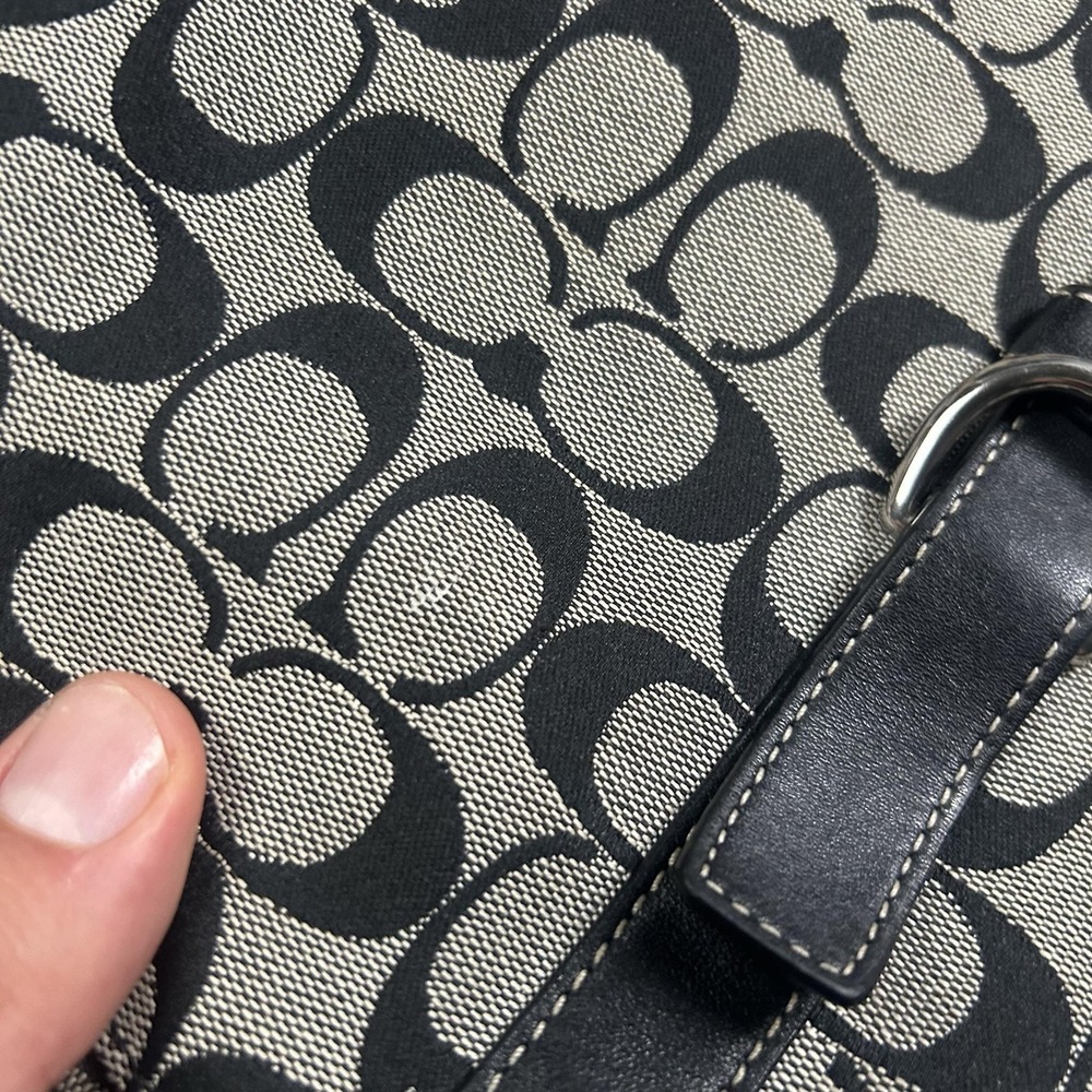 Coach Signature Avary Hobo Bag Womens Medium Black Jacquard Leather Shoulder - Picture 2 of 9